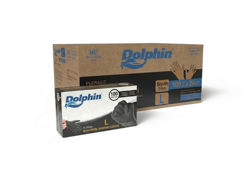 Dolphi̇n Si̇yah Ni̇tri̇l Eldi̇ven Pudrasiz Large 100lü